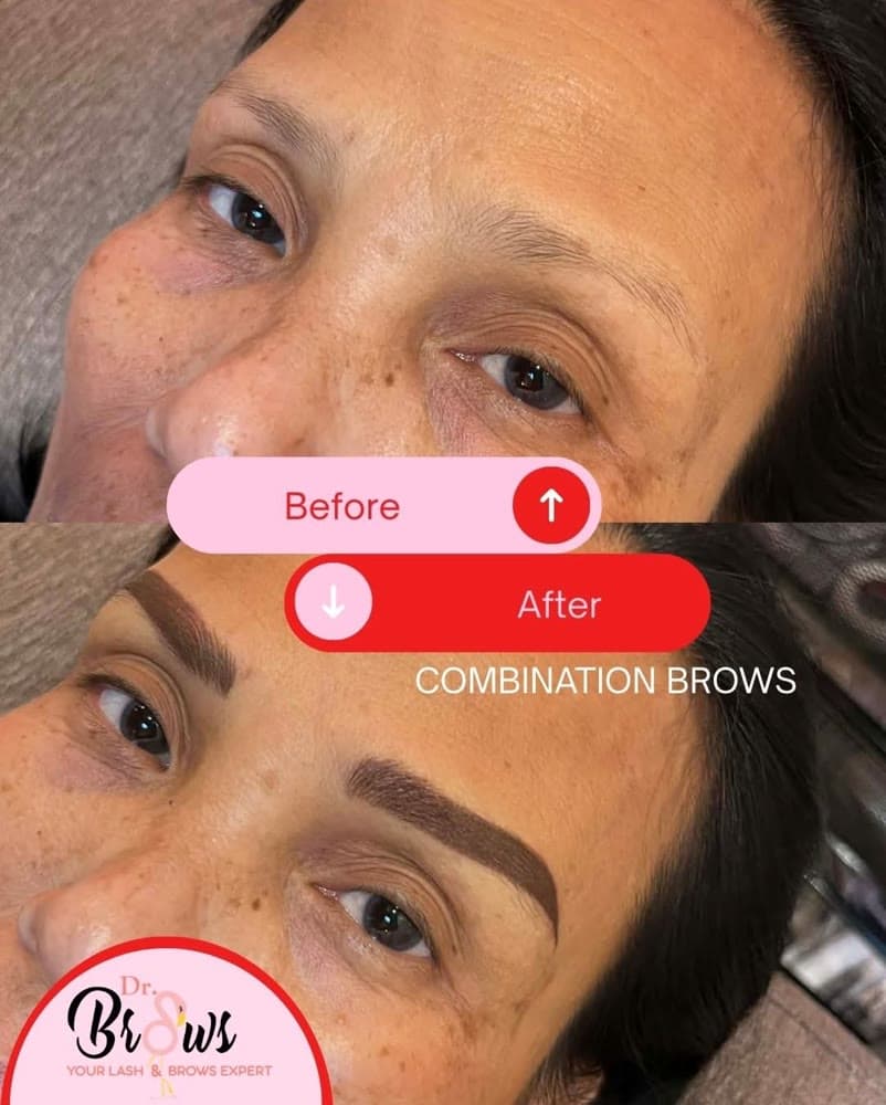 Combination Brows before and after result at Dr. Brows