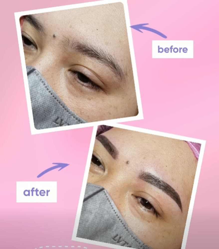 Powdered Brows before and after result at Dr. Brows